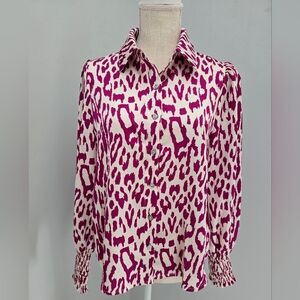 NWT LS animal print blouse